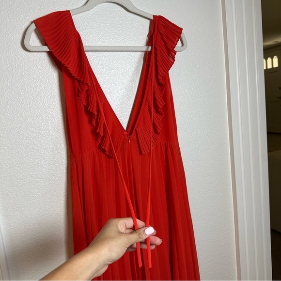 Zara Red Ruched Ruffled Maxi Sundress - Picture 6 of 6